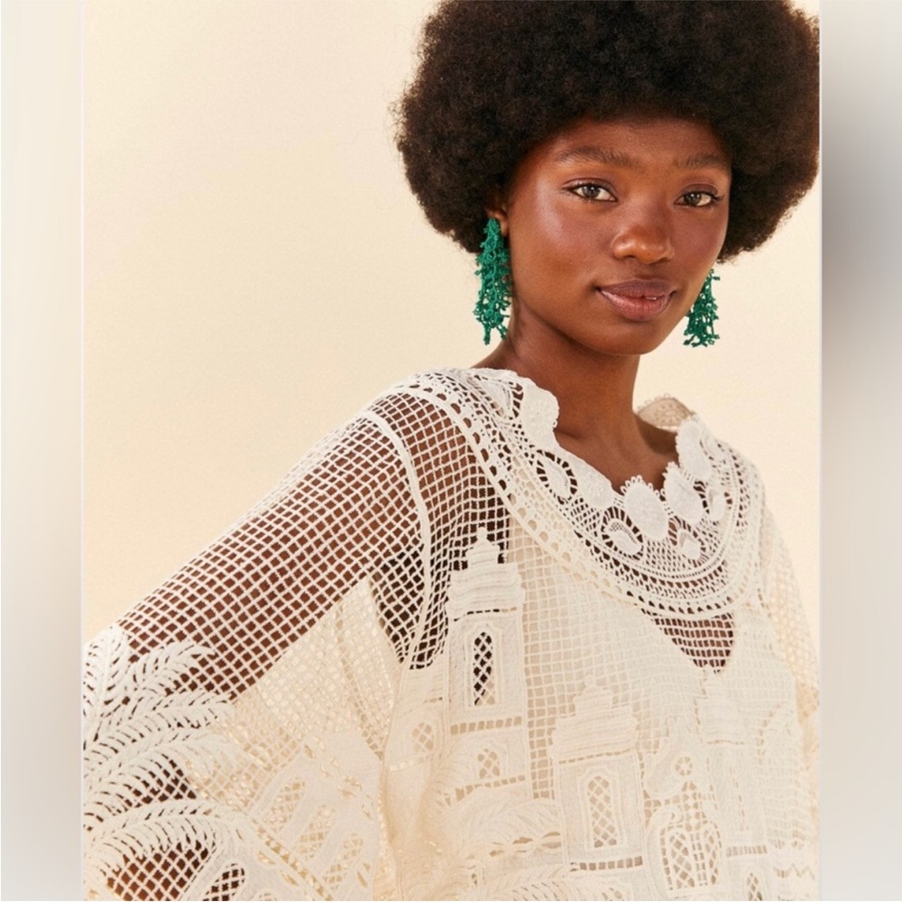 FARM Rio White Cropped Ruffled Blouse - Picture 9 of 16